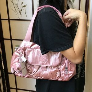 BNIP Auth Kipling METALLIC pink bag